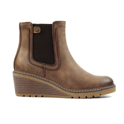 Brown - Back - Lunar Womens-Ladies Connie Ankle Boots