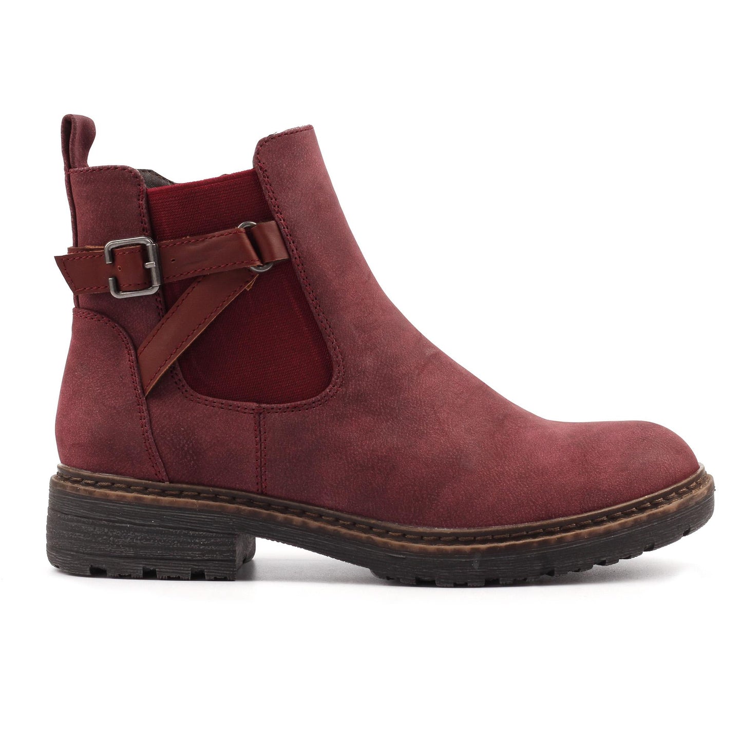Burgundy - Back - Lunar Womens-Ladies Morris Faux Suede Ankle Boots