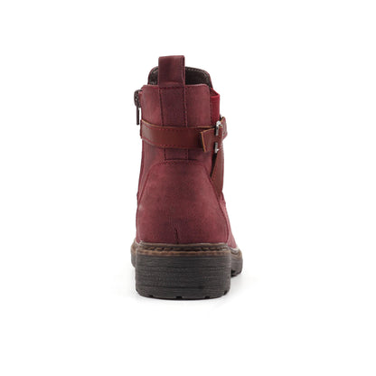 Burgundy - Lifestyle - Lunar Womens-Ladies Morris Faux Suede Ankle Boots