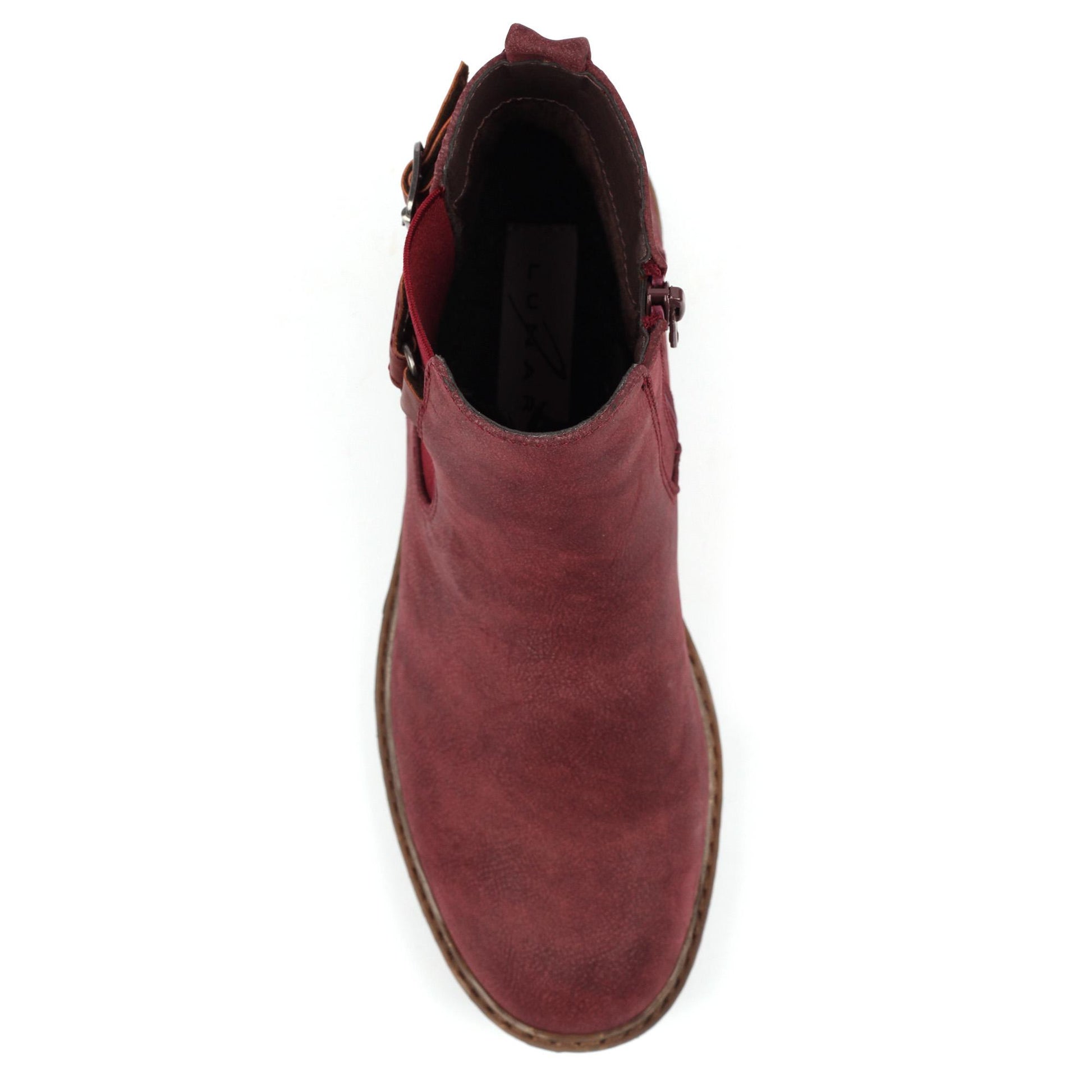 Burgundy - Pack Shot - Lunar Womens-Ladies Morris Faux Suede Ankle Boots