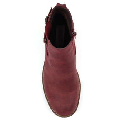 Burgundy - Pack Shot - Lunar Womens-Ladies Morris Faux Suede Ankle Boots