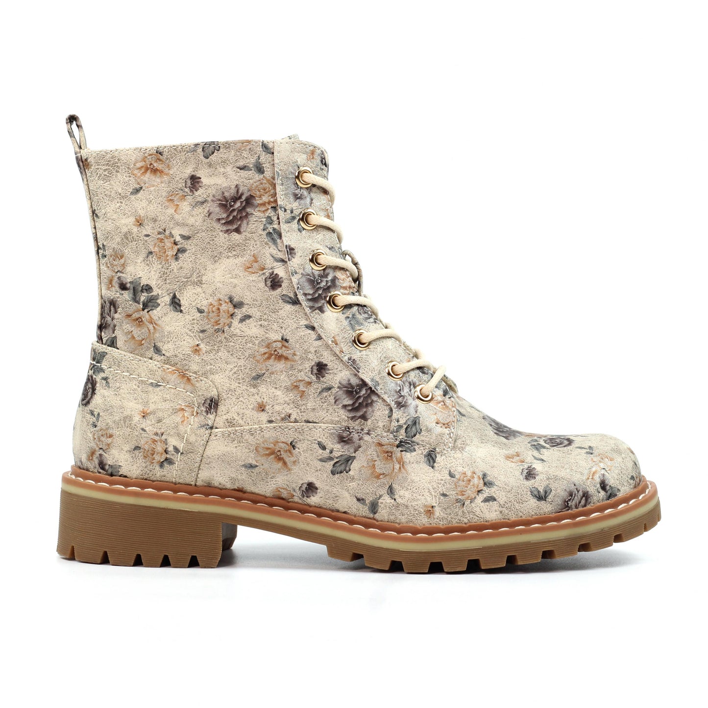 Beige - Back - Lunar Womens-Ladies Dazzle Floral Ankle Boots