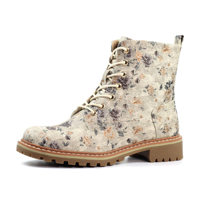 Beige - Side - Lunar Womens-Ladies Dazzle Floral Ankle Boots