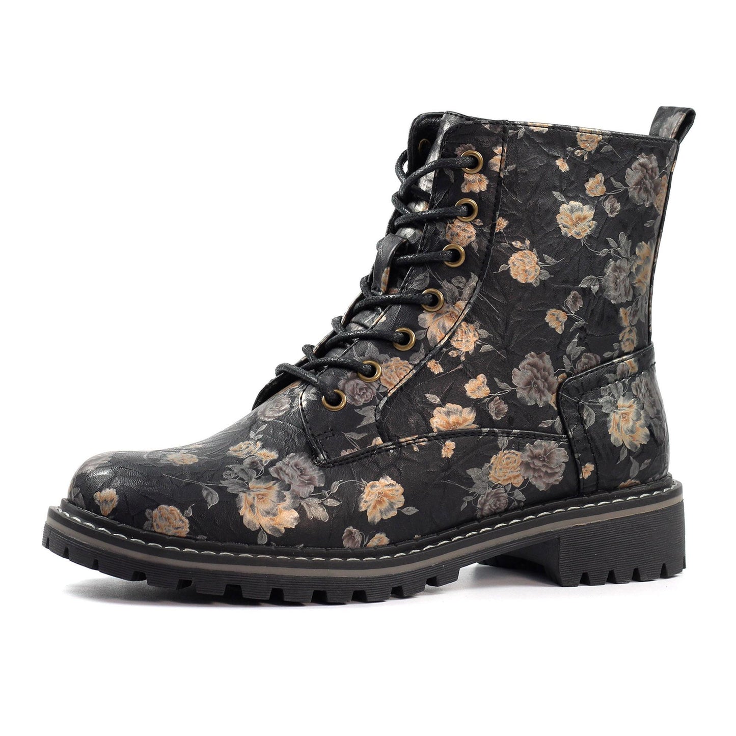 Black - Side - Lunar Womens-Ladies Dazzle Floral Ankle Boots