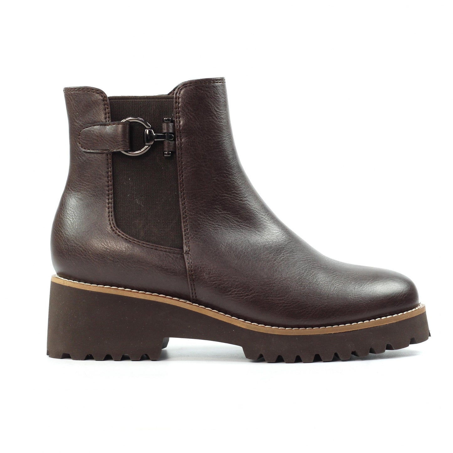 Brown - Back - Lunar Womens-Ladies Union Ankle Boots