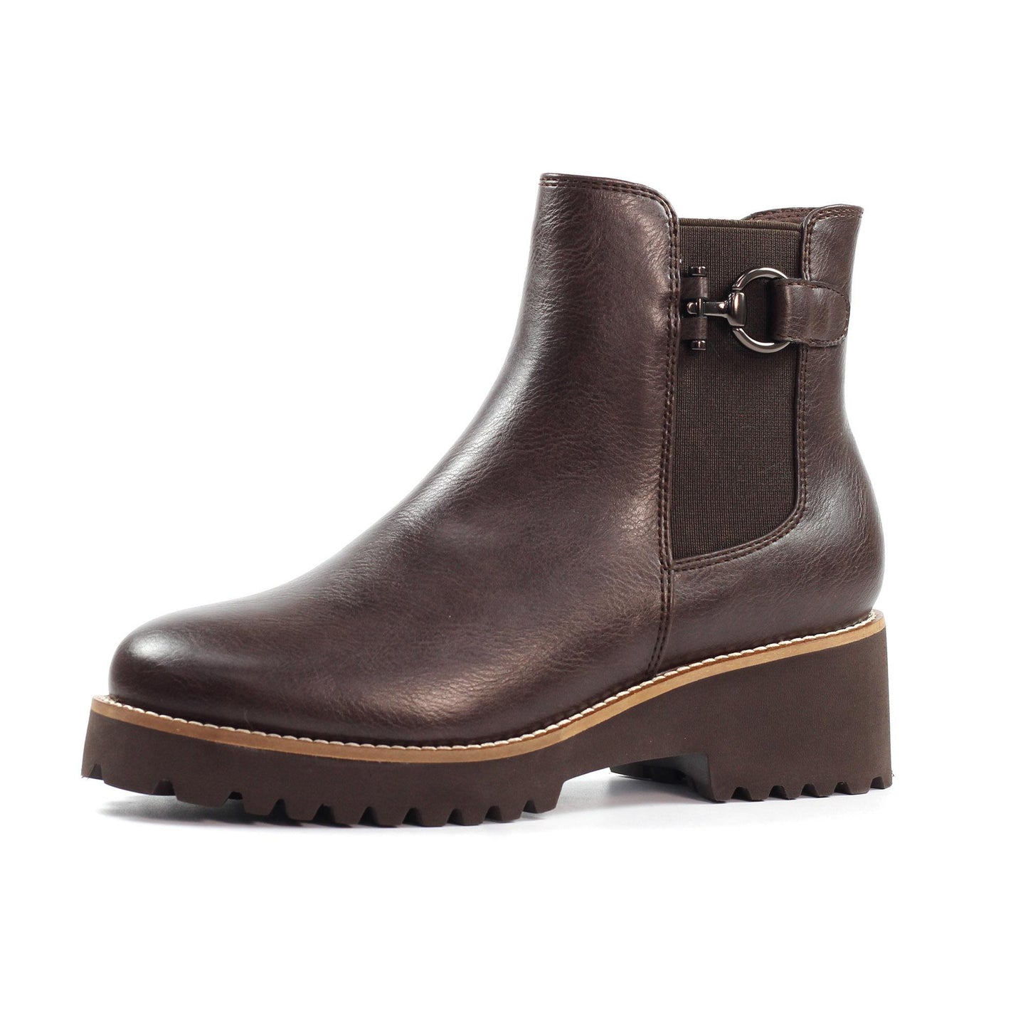 Brown - Side - Lunar Womens-Ladies Union Ankle Boots