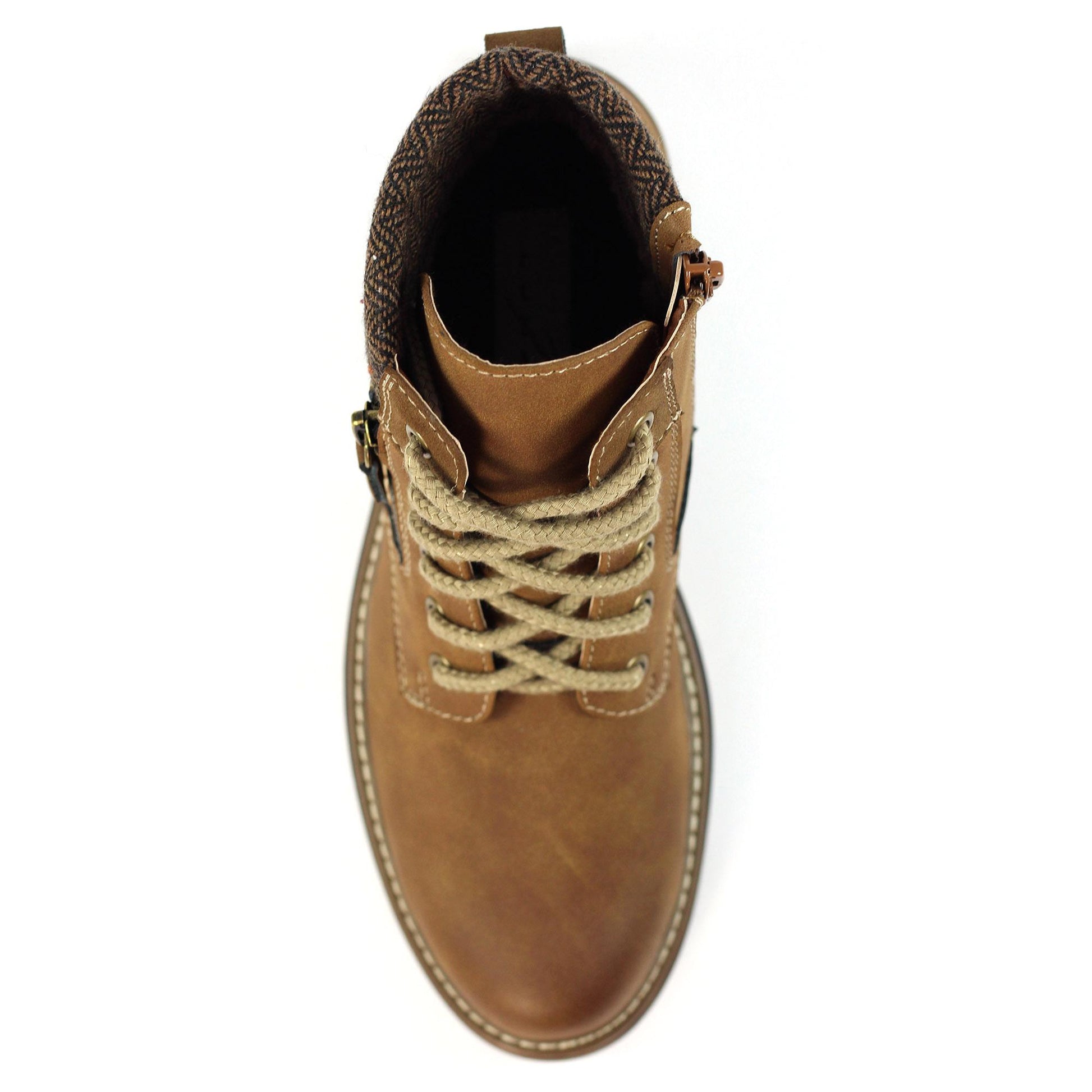Tan - Lifestyle - Lunar Womens-Ladies Caramel Faux Leather Waterproof Boots