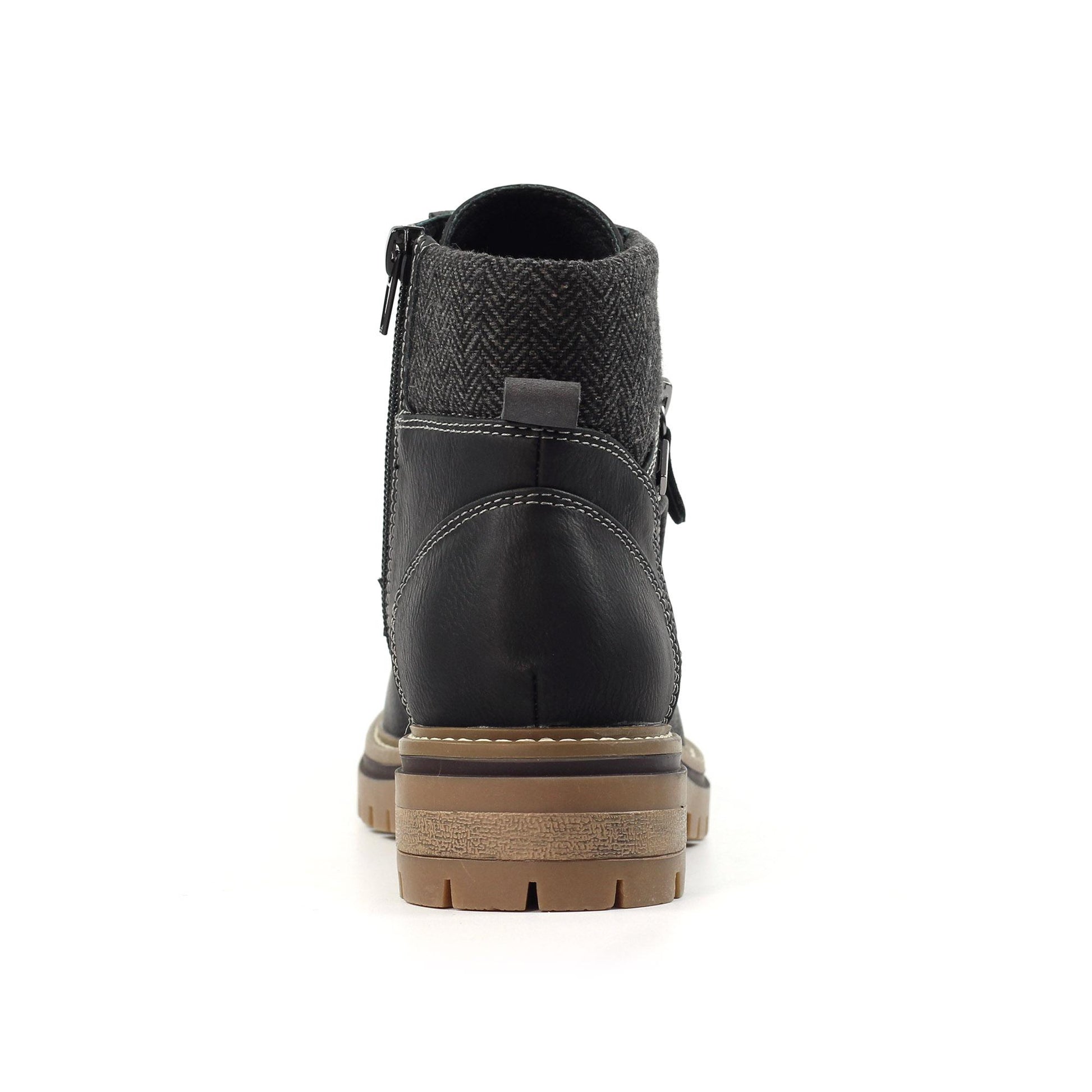 Black - Side - Lunar Womens-Ladies Caramel Faux Leather Waterproof Boots
