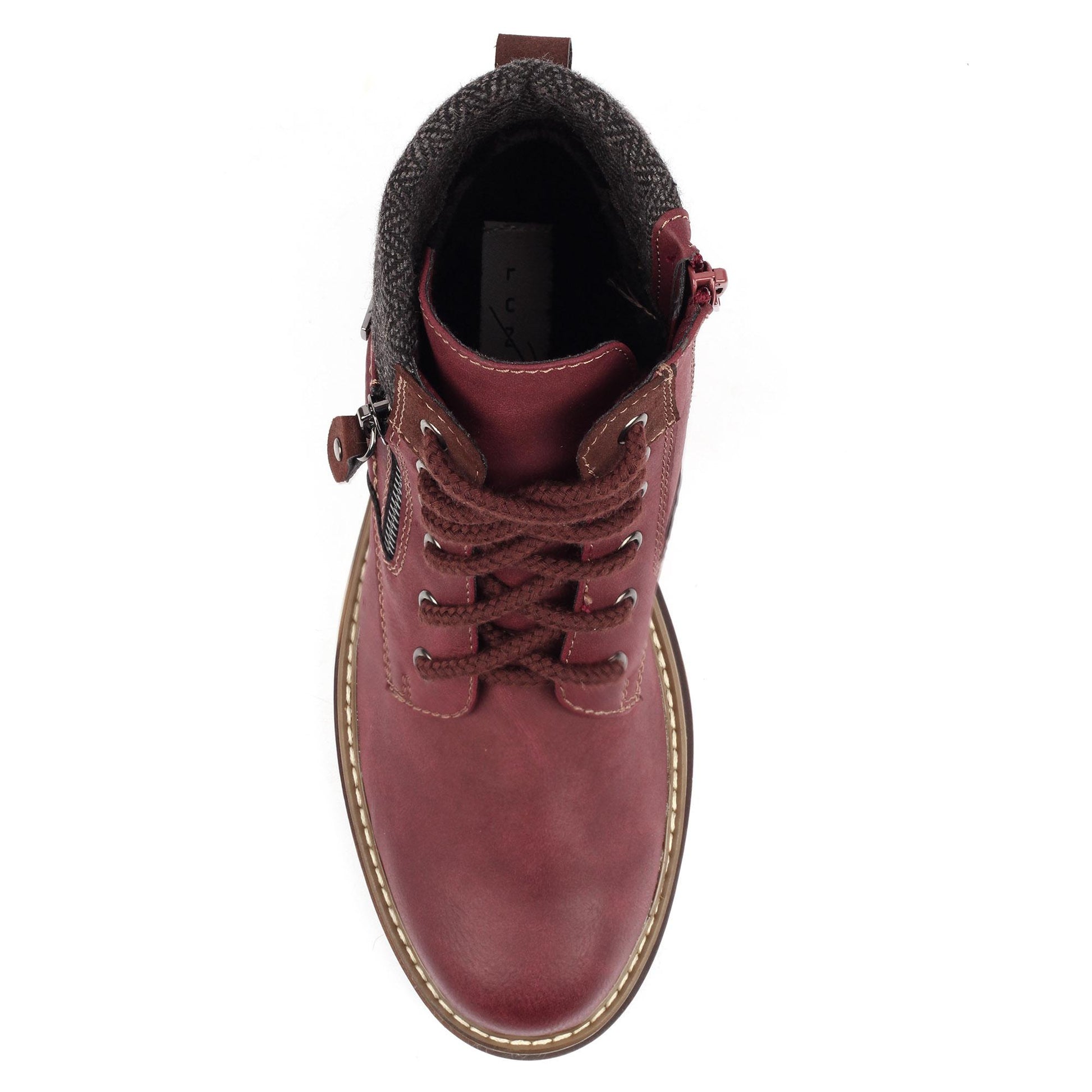 Burgundy - Lifestyle - Lunar Womens-Ladies Caramel Faux Leather Waterproof Boots