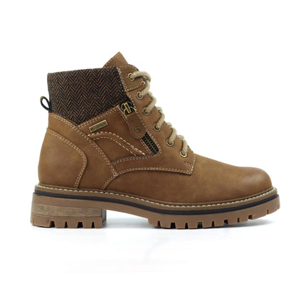 Tan - Front - Lunar Womens-Ladies Caramel Faux Leather Waterproof Boots