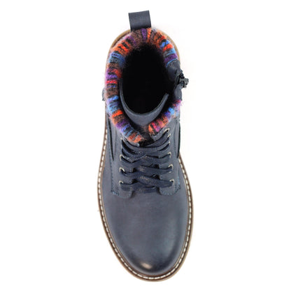 Blue - Side - Lunar Womens-Ladies California Faux Leather Wide Boots