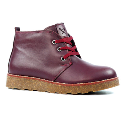 Burgundy - Front - Lunar Womens-Ladies Claire III Leather Ankle Boots