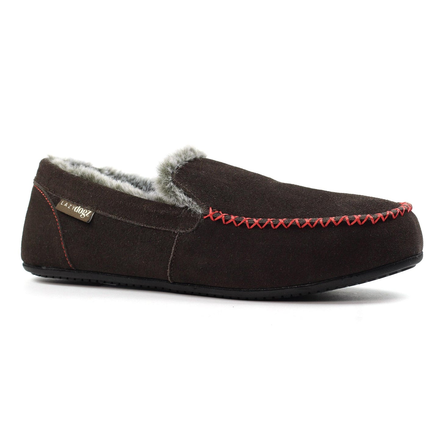 Brown - Front - Lazy Dogz Mens Henry Slippers