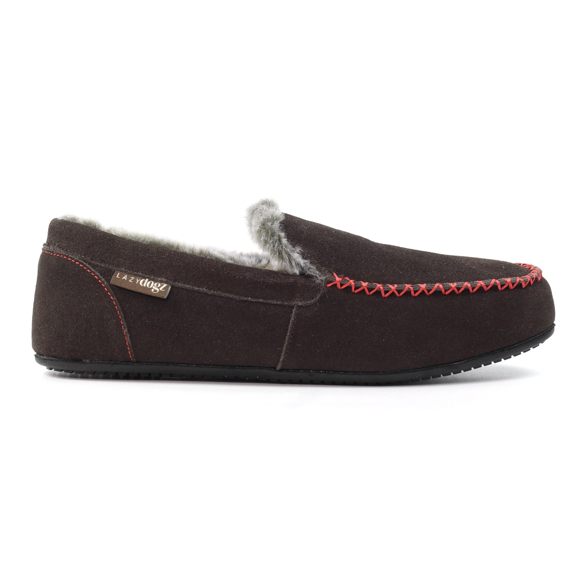 Brown - Back - Lazy Dogz Mens Henry Slippers