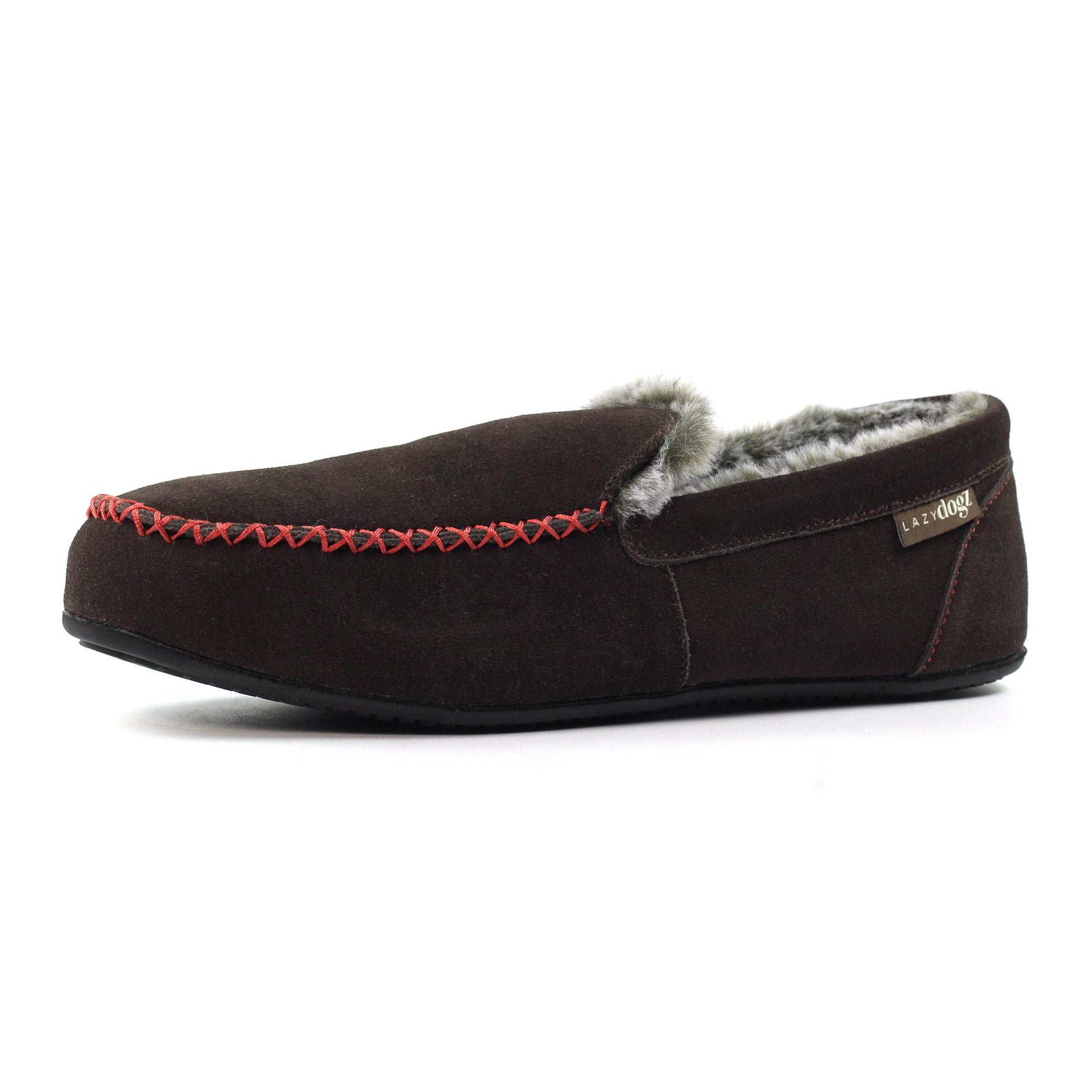 Brown - Side - Lazy Dogz Mens Henry Slippers