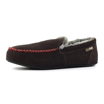 Brown - Side - Lazy Dogz Mens Henry Slippers