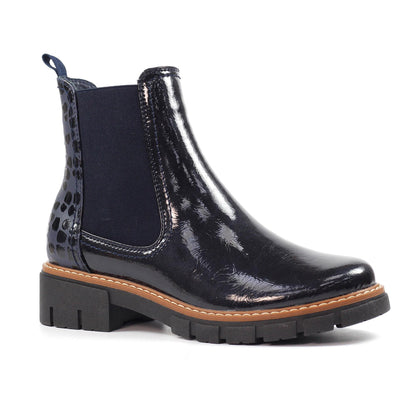 Blue - Front - Lunar Womens-Ladies Peace Patent Ankle Boots