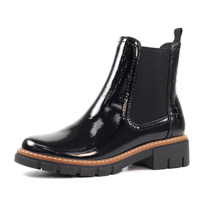 Black - Side - Lunar Womens-Ladies Peace Patent Ankle Boots