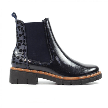 Blue - Back - Lunar Womens-Ladies Peace Patent Ankle Boots