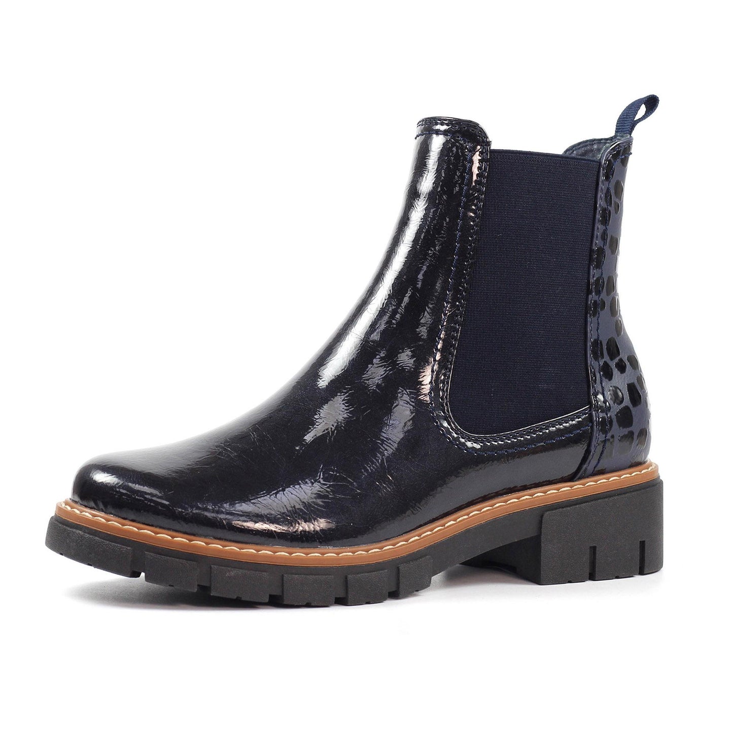 Blue - Side - Lunar Womens-Ladies Peace Patent Ankle Boots