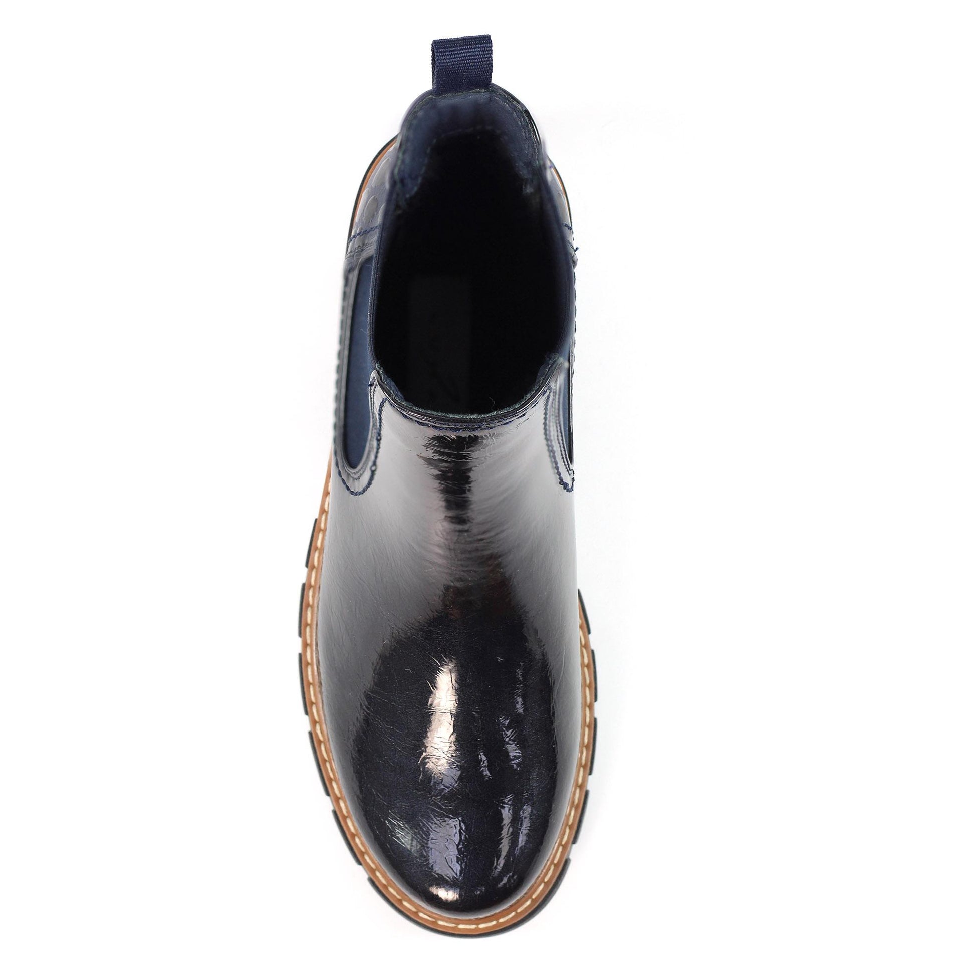 Blue - Pack Shot - Lunar Womens-Ladies Peace Patent Ankle Boots