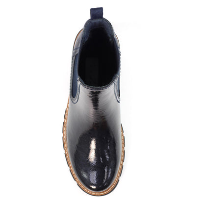 Blue - Pack Shot - Lunar Womens-Ladies Peace Patent Ankle Boots