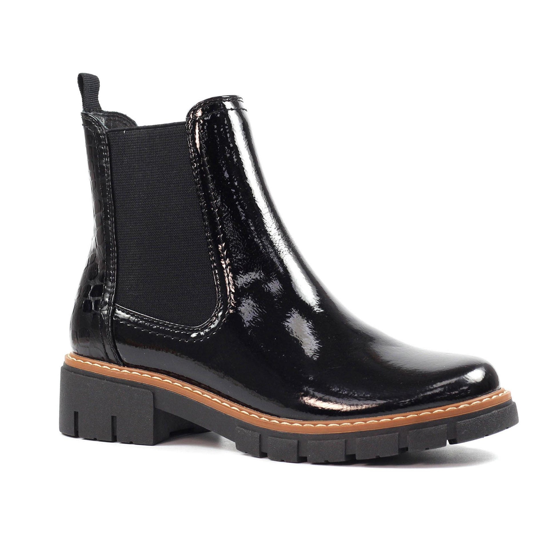 Black - Front - Lunar Womens-Ladies Peace Patent Ankle Boots