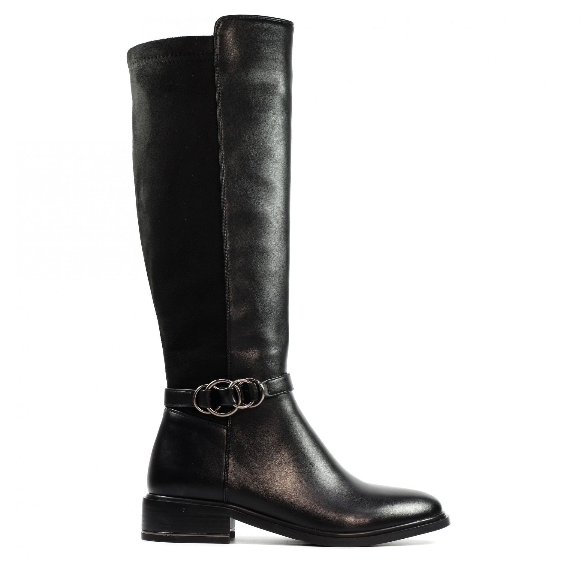 Black - Back - Lunar Womens-Ladies Corby Calf-Length Boots