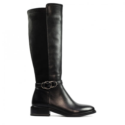 Black - Back - Lunar Womens-Ladies Corby Calf-Length Boots