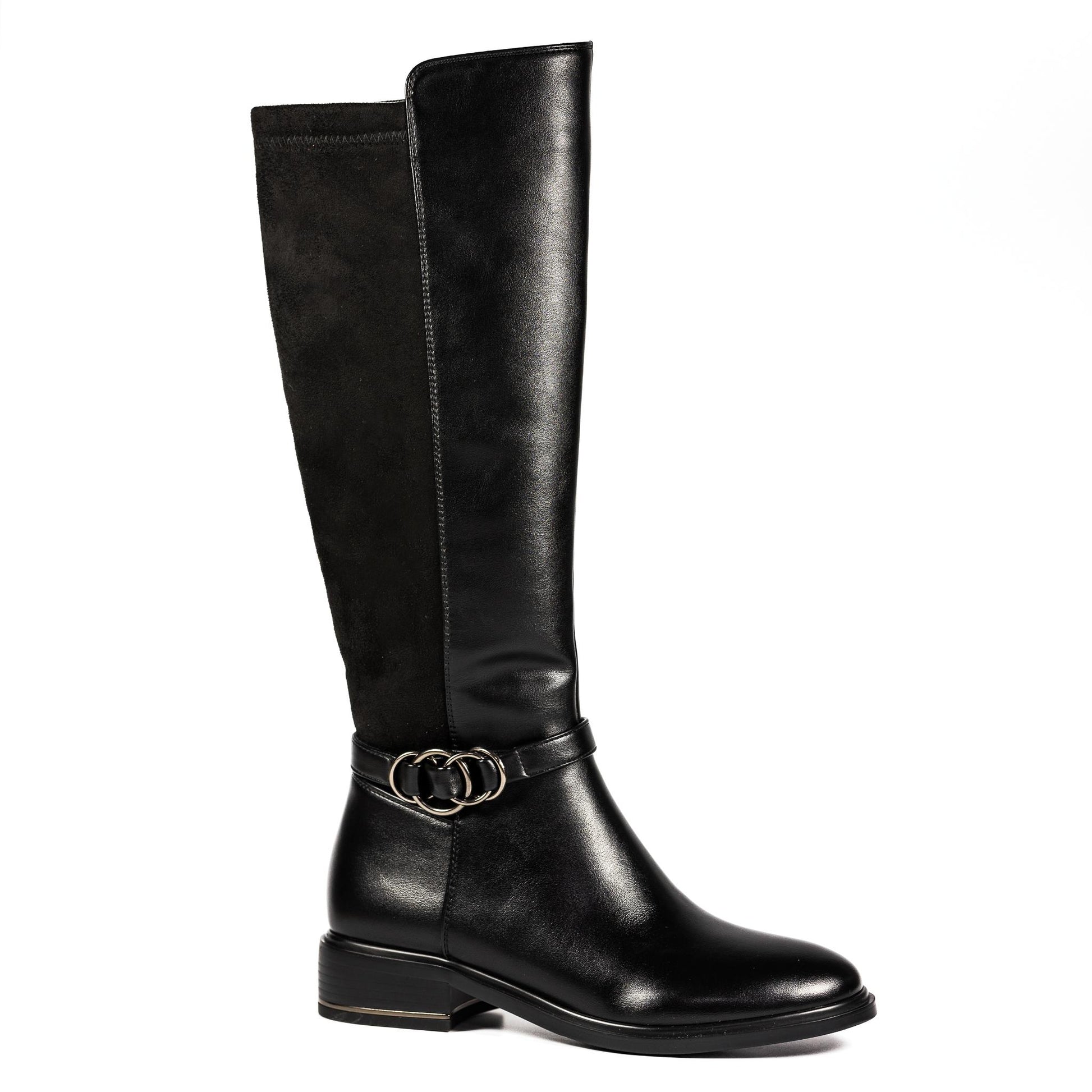 Black - Front - Lunar Womens-Ladies Corby Calf-Length Boots