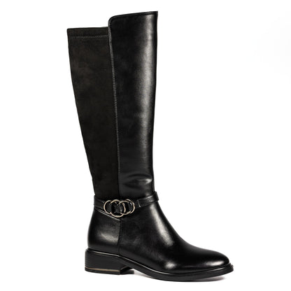 Black - Front - Lunar Womens-Ladies Corby Calf-Length Boots