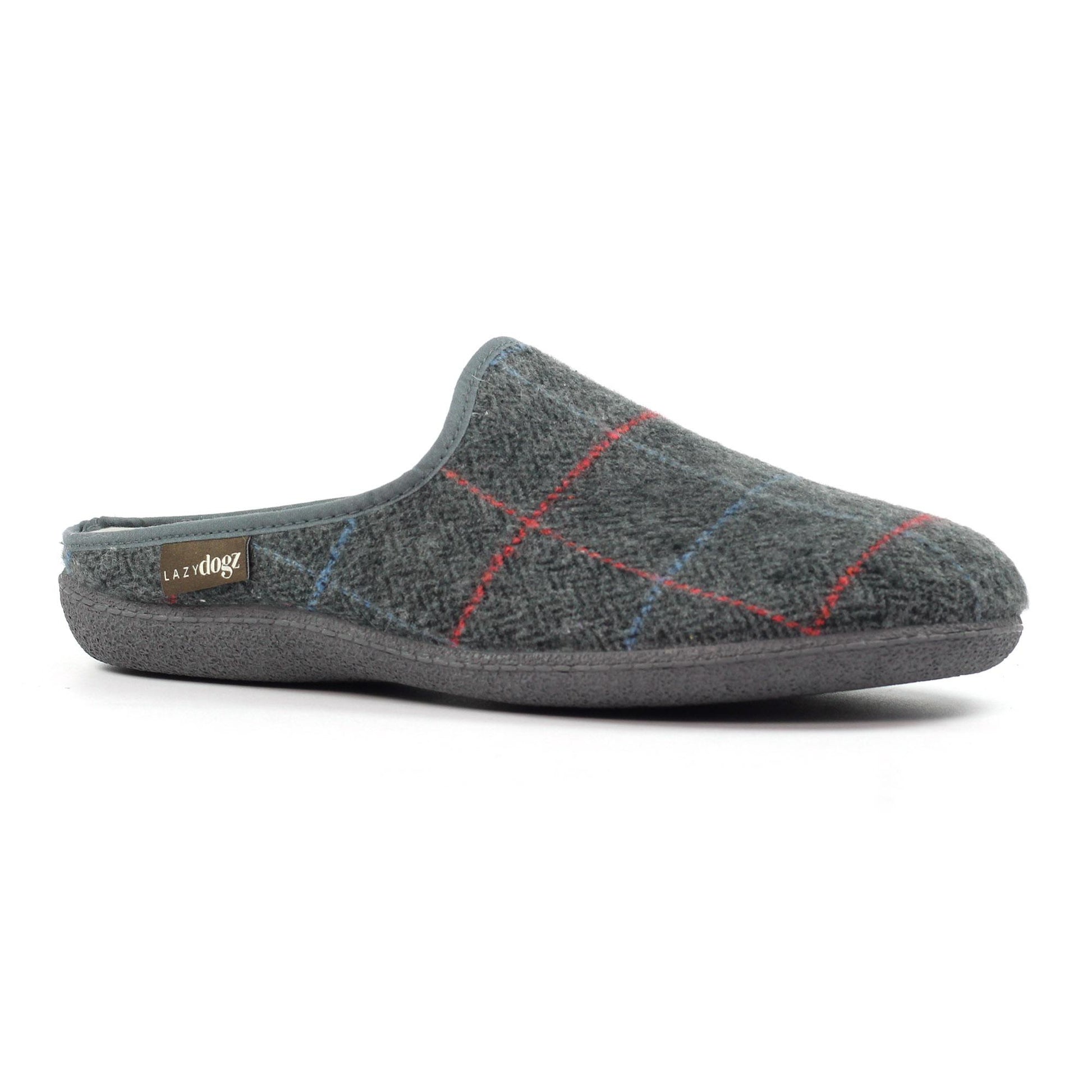Grey - Front - Lazy Dogz Mens Farrell Mule Slippers