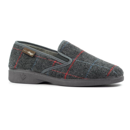 Grey - Front - Lazy Dogz Mens Hughes Slippers