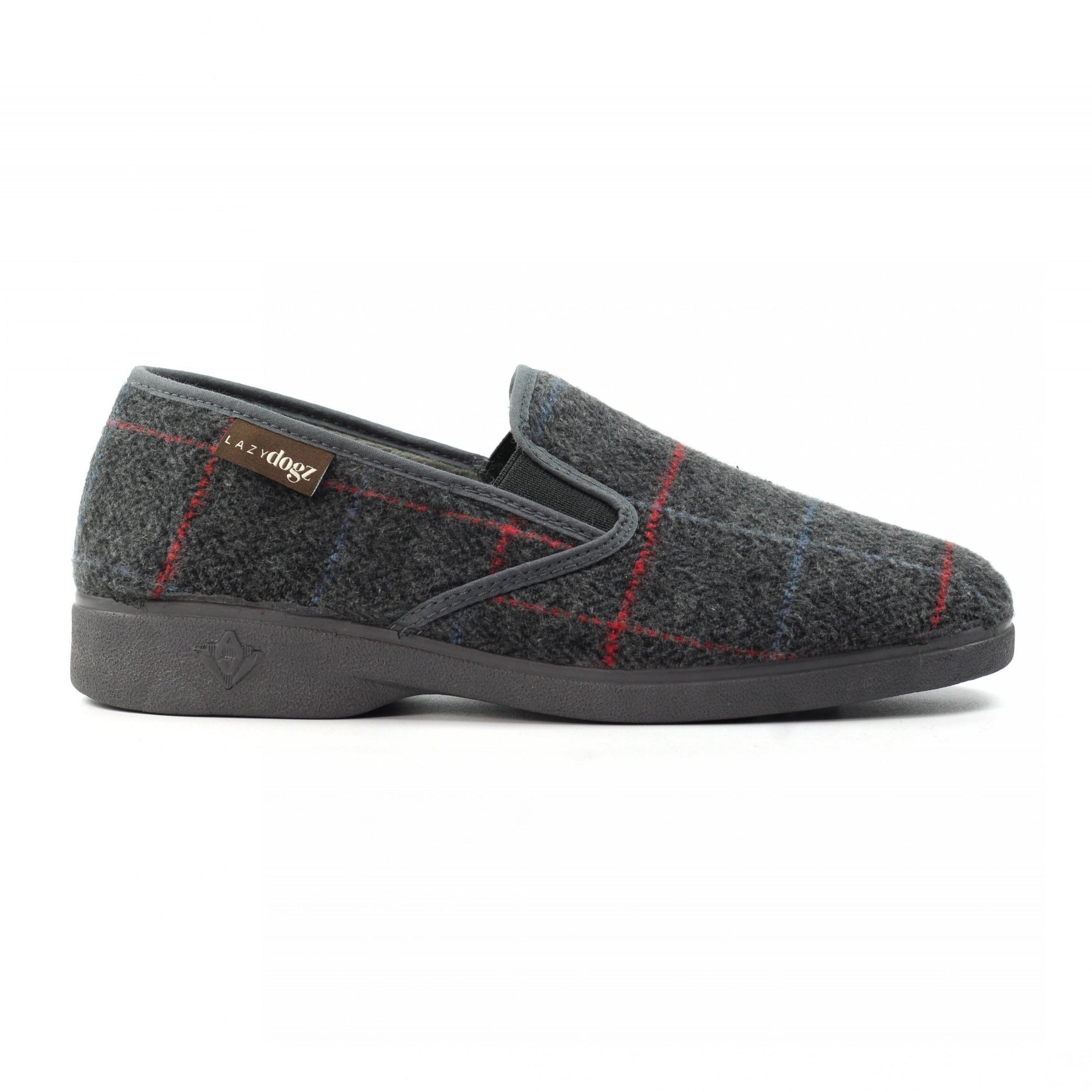 Grey - Back - Lazy Dogz Mens Hughes Slippers