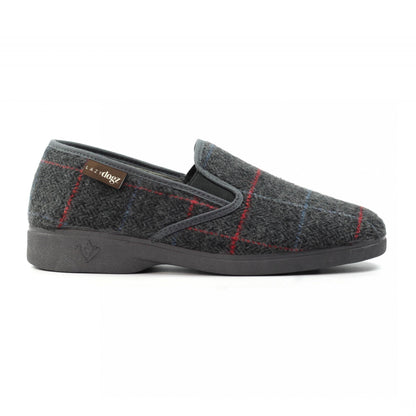 Grey - Back - Lazy Dogz Mens Hughes Slippers