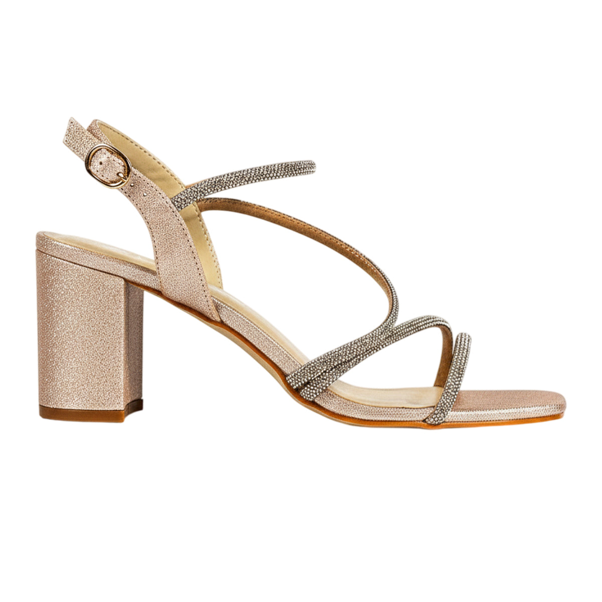 Champagne - Back - Lunar Womens-Ladies Toulouse Block Heel Sandals
