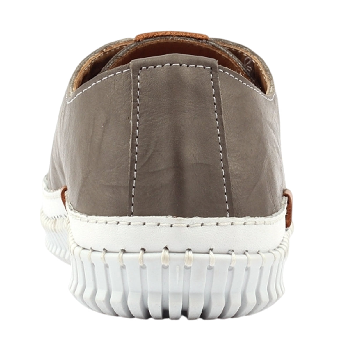 Grey - Back - Lunar Womens-Ladies Truffle II Leather Plimsolls
