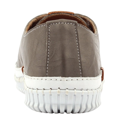 Grey - Back - Lunar Womens-Ladies Truffle II Leather Plimsolls
