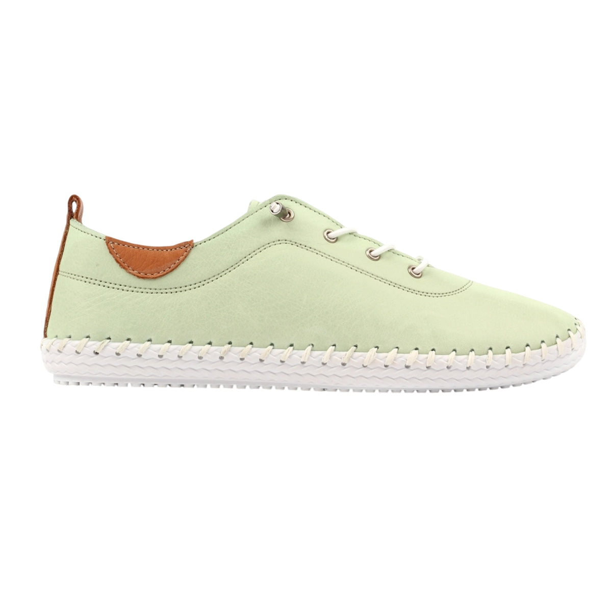 Sage - Side - Lunar Womens-Ladies St Ives Animal Print Leather Soft Plimsolls