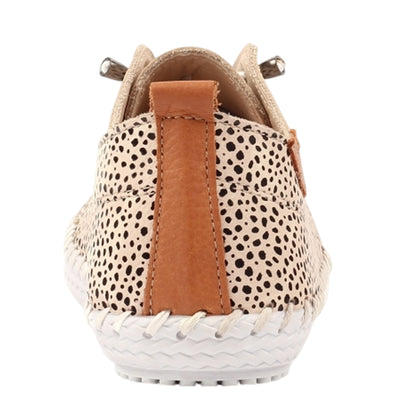 Tan-Black - Back - Lunar Womens-Ladies St Ives Animal Print Leather Soft Plimsolls