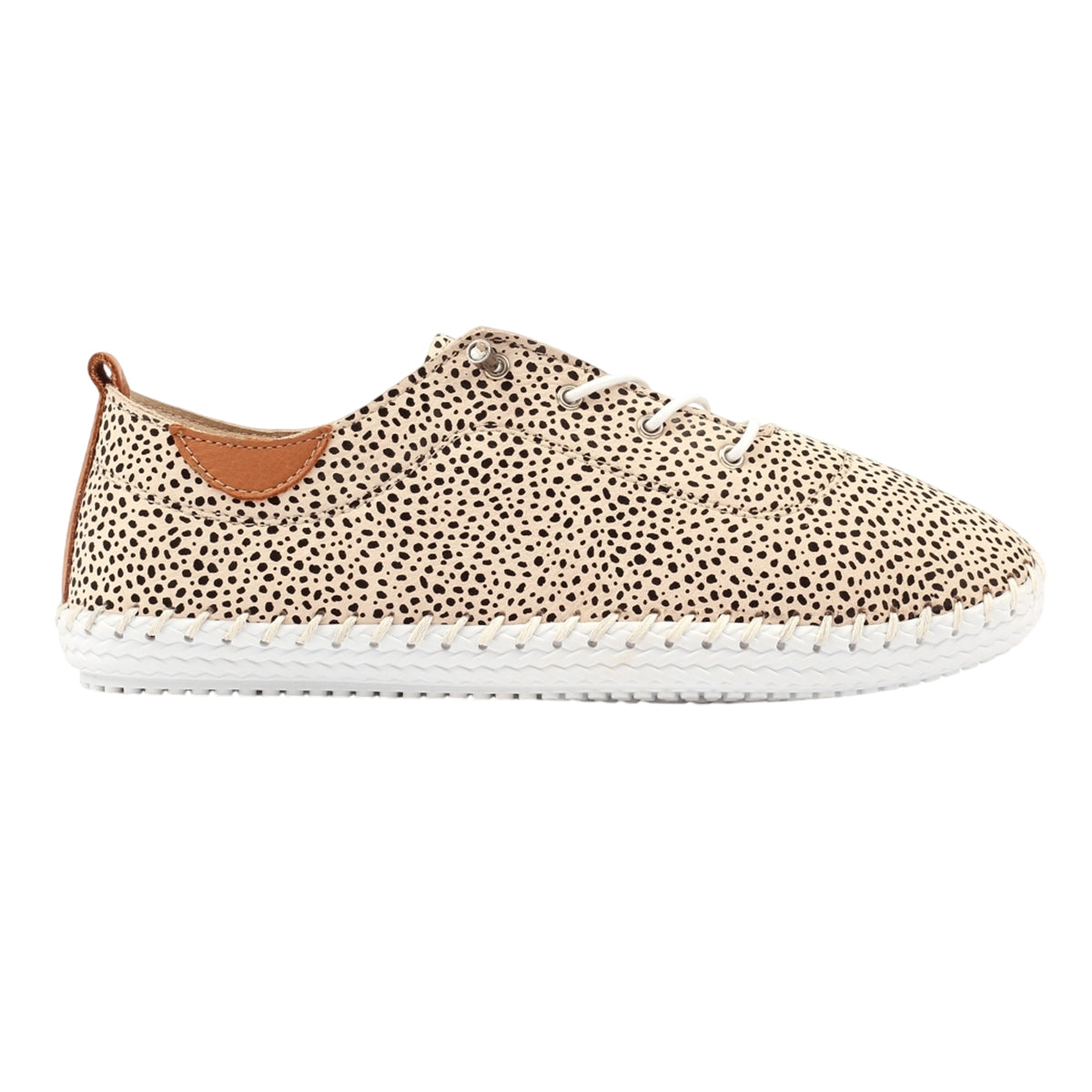 Tan-Black - Side - Lunar Womens-Ladies St Ives Animal Print Leather Soft Plimsolls