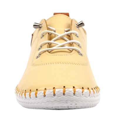 Lemon - Side - Lunar Womens-Ladies St Ives Animal Print Leather Soft Plimsolls