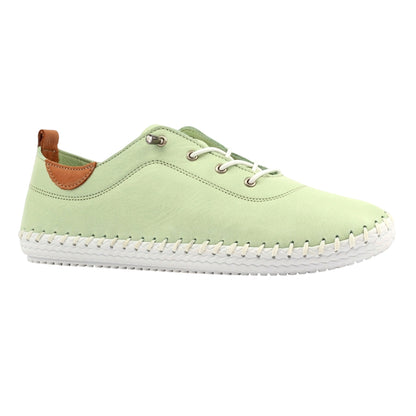 Sage - Front - Lunar Womens-Ladies St Ives Animal Print Leather Soft Plimsolls