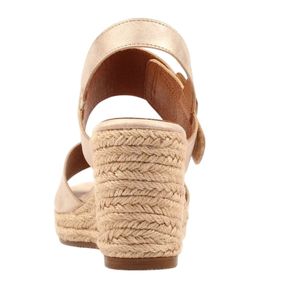 Gold - Back - Lunar Womens-Ladies Rochester Wedge Heel Sandals