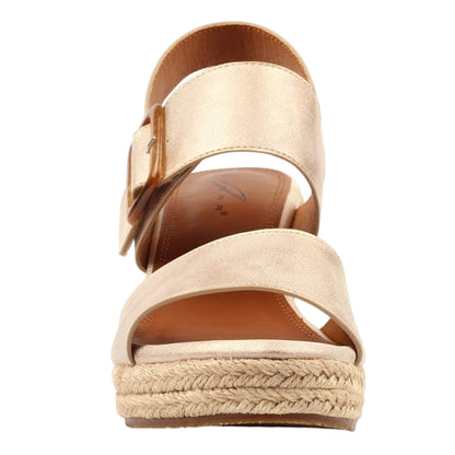 Gold - Lifestyle - Lunar Womens-Ladies Rochester Wedge Heel Sandals