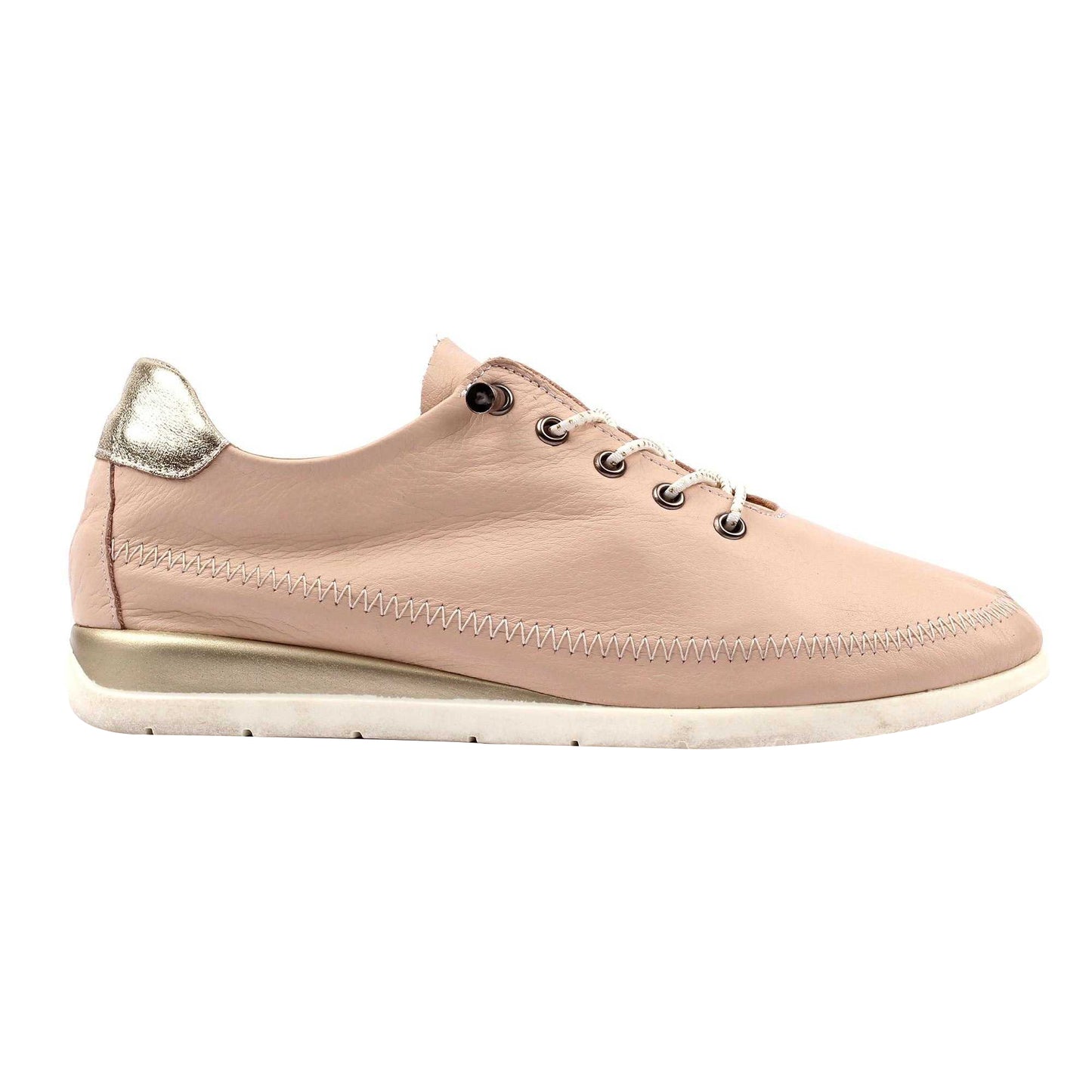 Beige - Back - Lunar Womens-Ladies Penelopy Leather Trainers