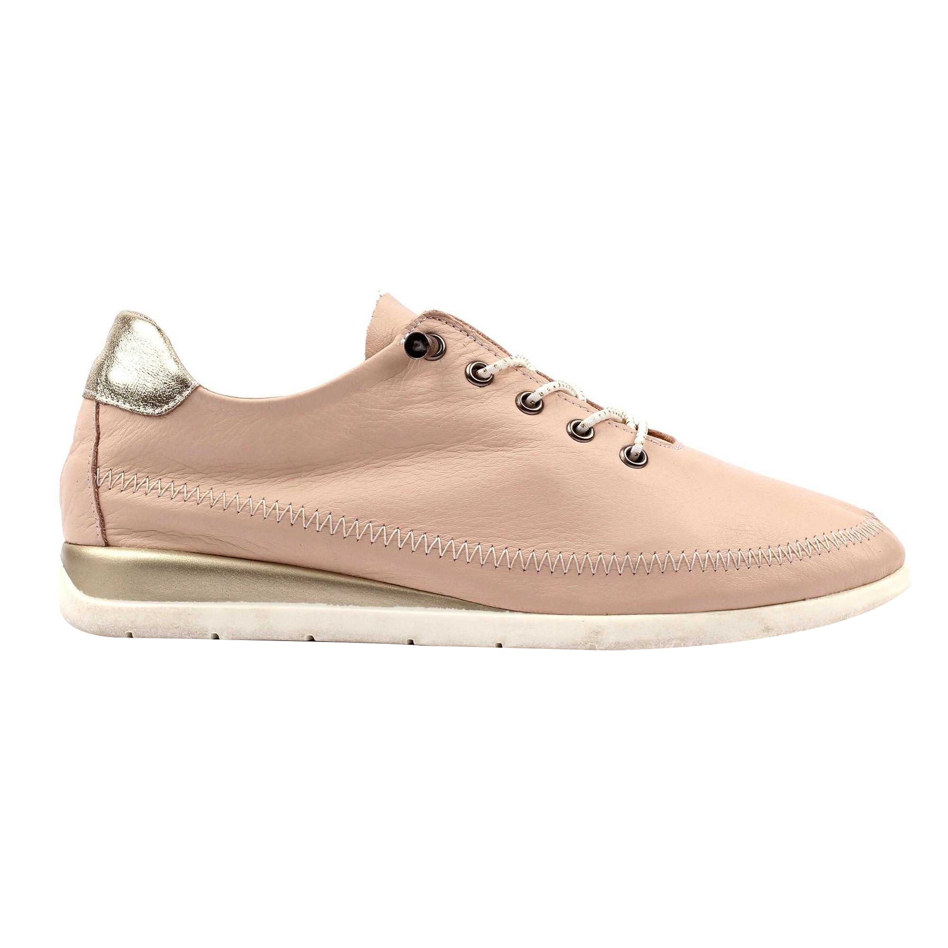 Beige - Back - Lunar Womens-Ladies Penelopy Leather Trainers
