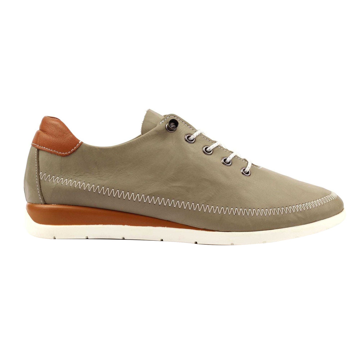 Khaki - Back - Lunar Womens-Ladies Penelopy Leather Trainers
