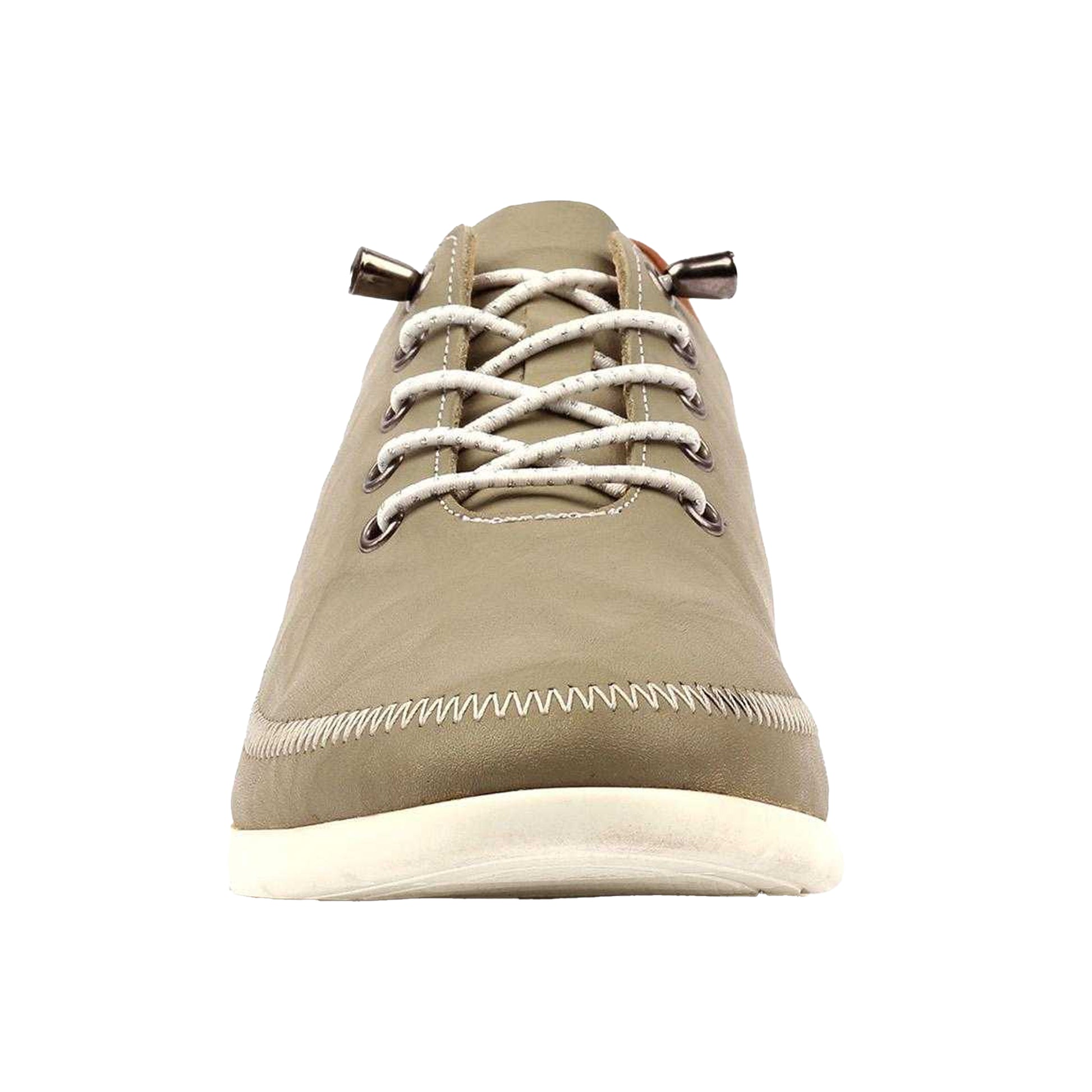 Khaki - Side - Lunar Womens-Ladies Penelopy Leather Trainers