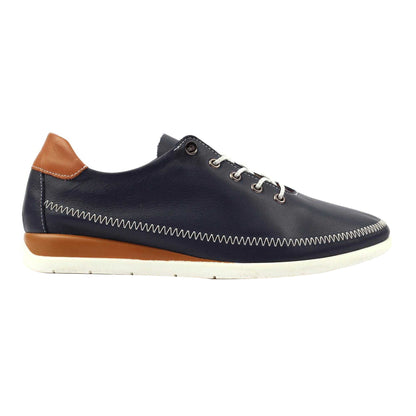 Navy - Back - Lunar Womens-Ladies Penelopy Leather Trainers